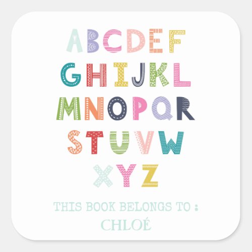 CHILDRENS BOOK LABEL  ALPHABET