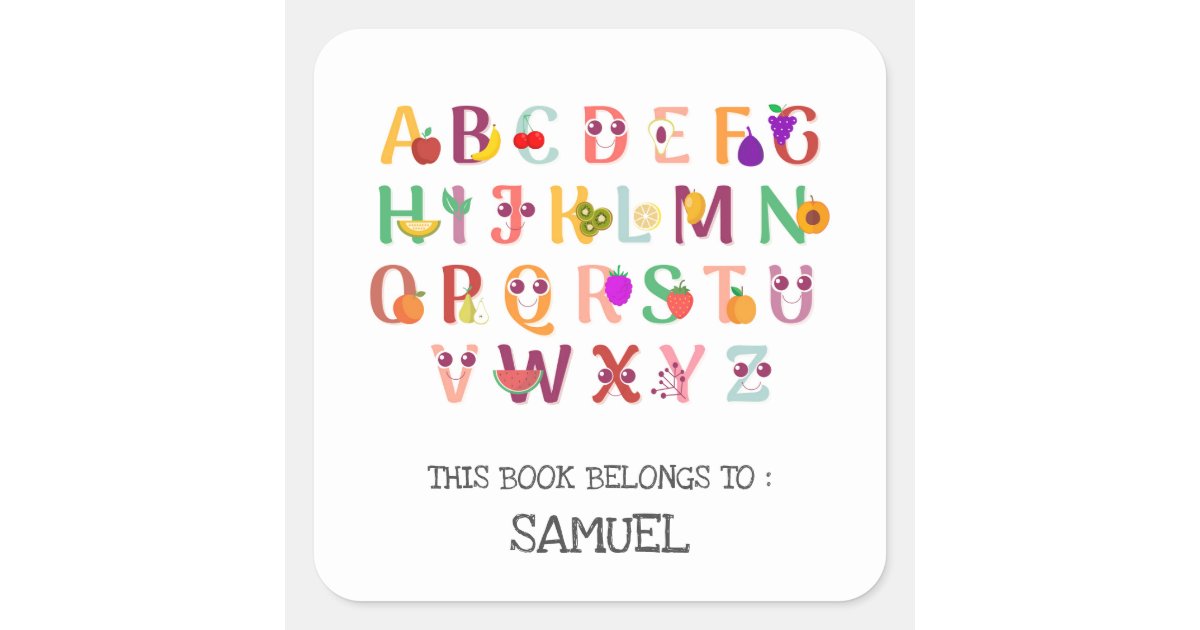CHILDREN'S BOOK LABEL : ALPHABET CHART | Zazzle