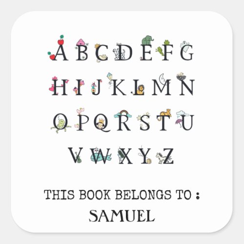 CHILDRENS BOOK LABEL  ALPHABET CHART