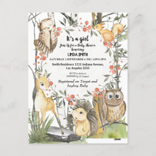 Children's books about forest and forest plants in invitation postcard