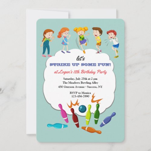 Childrens Bowling Party Invitation