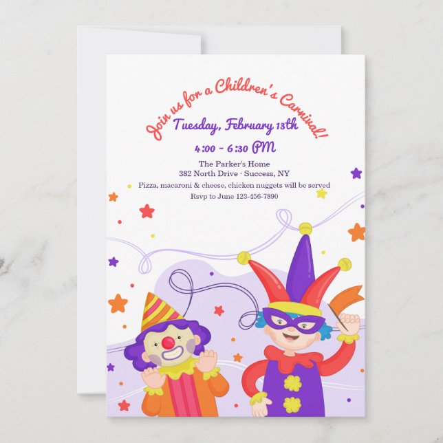 Children's Carnival Invitation (Front)