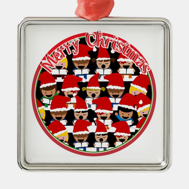 Children's Caroling Choir  Christmas Metal Ornament (Front)