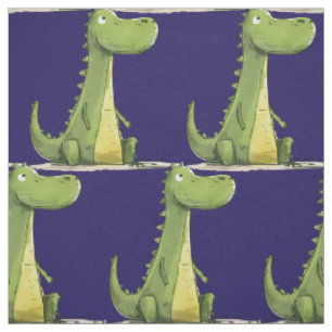 Children's Cartoon Dinosaur Animals Blue Green Fabric