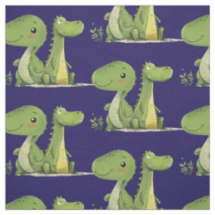 Children's Cartoon Dinosaurs Animals Blue Green Fabric