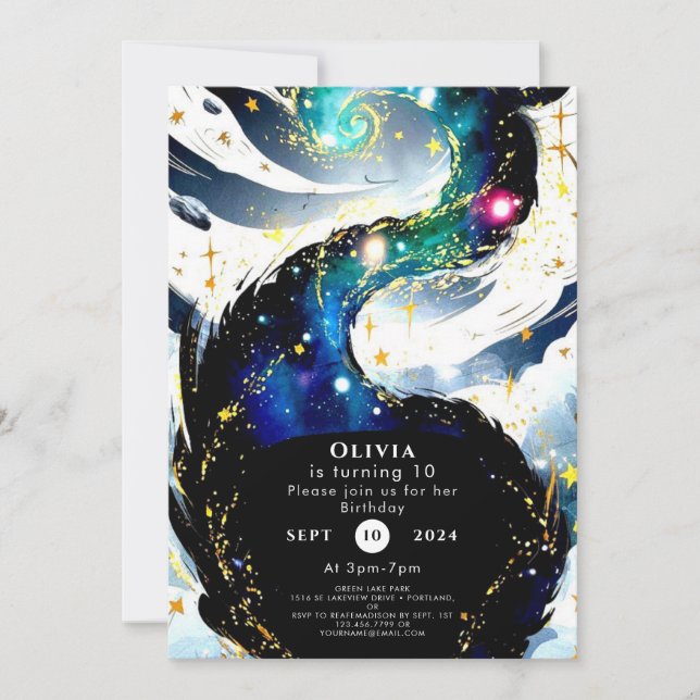Children's Celestial Space Birthday Invitation (Front)