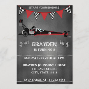 Children's Chalkboard Race Car Birthday Invitation