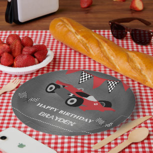 Children's Chalkboard Race Car Birthday Party Paper Plates