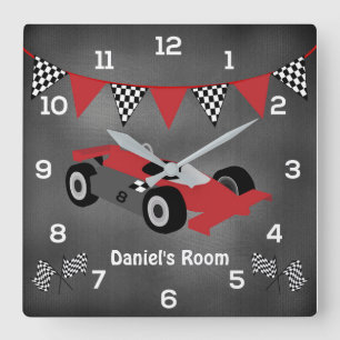 Children's Chalkboard Race Car Personalized Clock