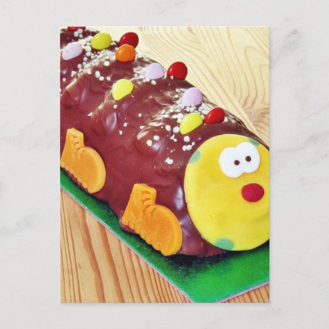 Childrens Chocolate Cake In Caterpillar Shape Postcard (Front)