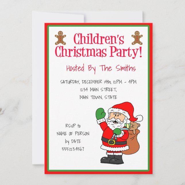 Children's Christmas Party Santa Cute Invitation (Front)