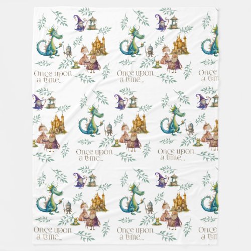 Childrens Classic Fairy Tale Illustrations Fleece Blanket