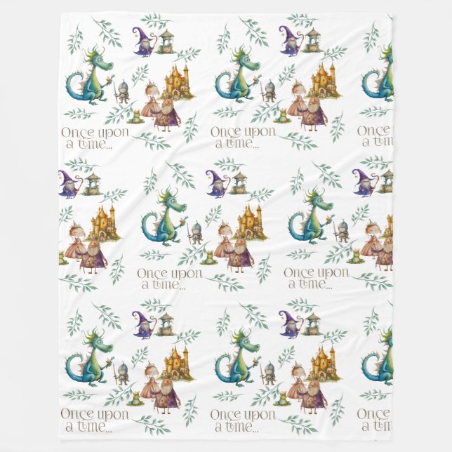 Children's Classic Fairy Tale Illustrations Fleece Blanket (Front)