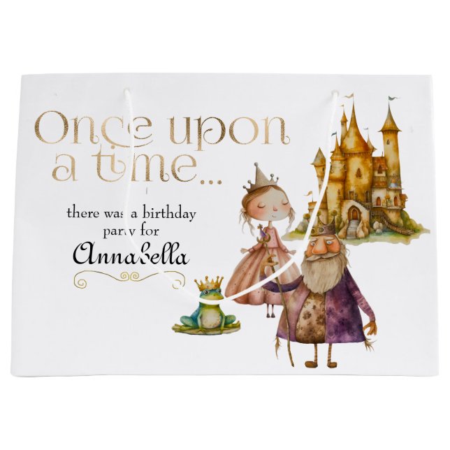 Children's Classic Fairy Tale Princess and Frog Large Gift Bag (Front)