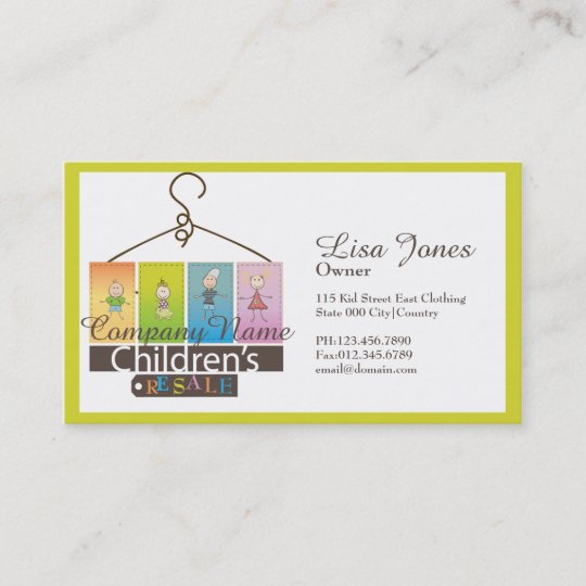 children's clothing store business cards