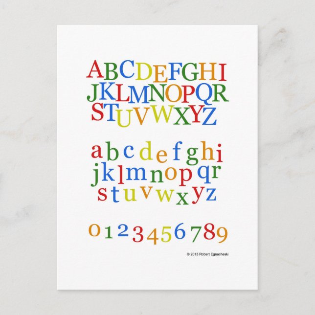 Children's Colorful Alphabet Upper + Lower Case Postcard (Front)