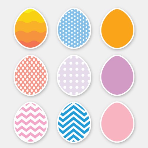 Childrens Colorful Easter Egg Set of 9 Sticker