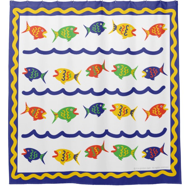 Children's Colorful Fish Shower Curtain (Front)