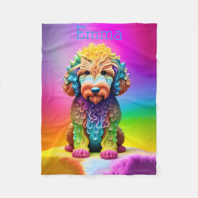 Children's Colorful Goldendoodle Blanket (Front)