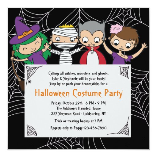 Children's Costume Halloween Party Invitation | Zazzle