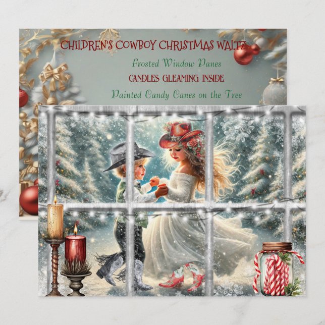 Children's Cowboy Christmas Waltz Christmas Card (Front/Back)