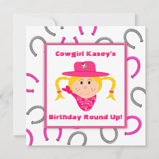 Children's Cowgirl Party Blond Girl Birthday Invitation