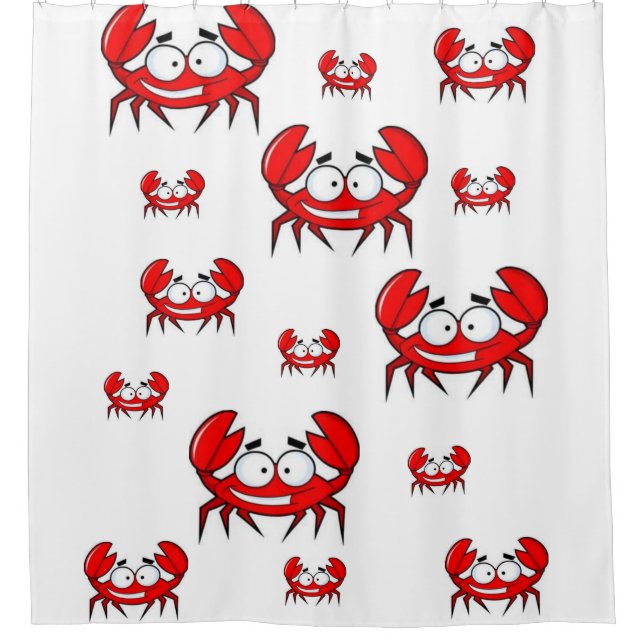 Childrens crab red white showercurtain shower curtain (Front)