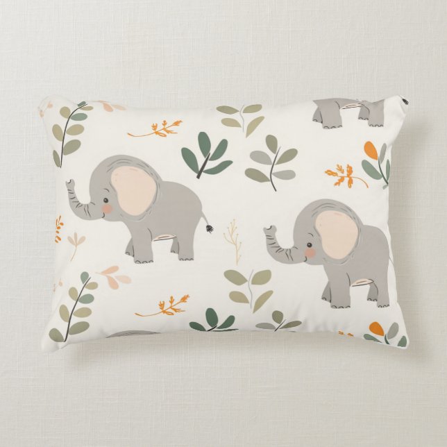 Children's Cushion with Elephants - Decorative Cus (Front)