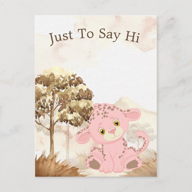 Children's Custom Pink Leopard Postcard (Front)