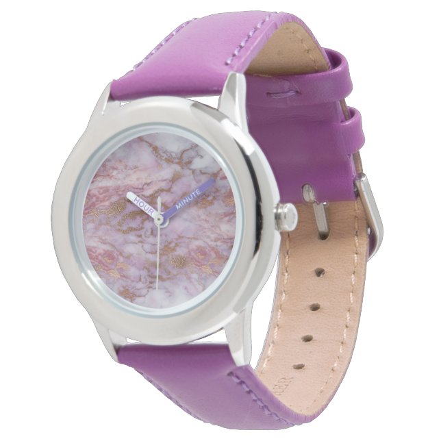 CHILDRENS CUSTOM PURPLE MARBLE INSPIRED WATCH (Angled)