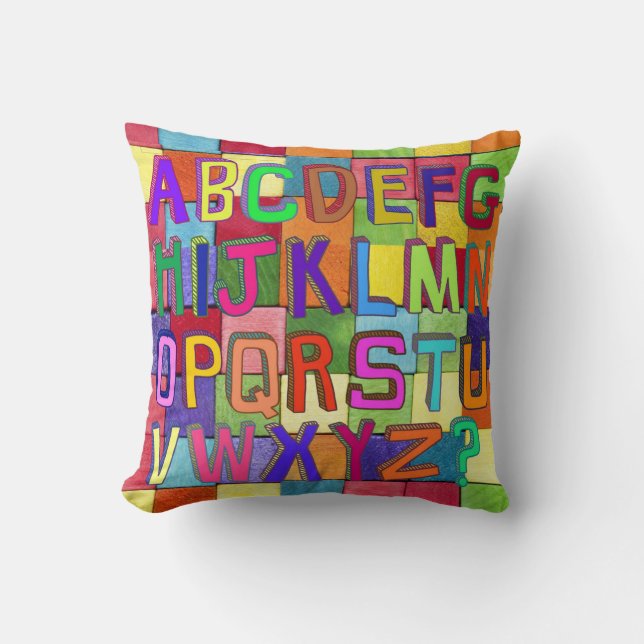 Children's Cute Alphabet Throw Pillows  (Front)