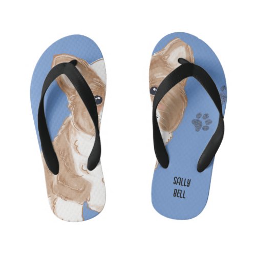 Childrens Cute Paw Print Dog Lover  Kids Flip Flops