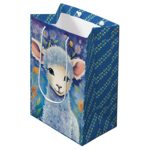 Childrens Cute Sheep in Spring  Medium Gift Bag
