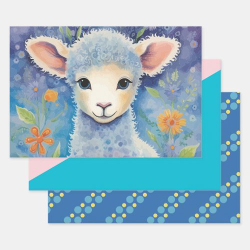 Childrens Cute Sheep in Spring  Wrapping Paper Sheets