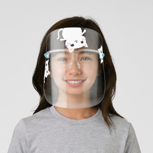 Childrens Cute White Kitty Cat Funny Kids Face Shield