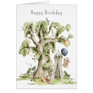 Children's Cute Woodland Happy Birthday Card