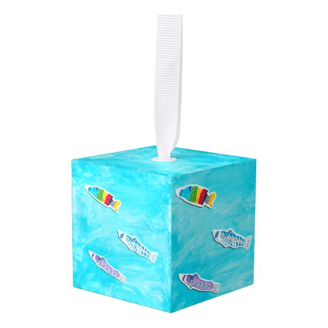 Children's Day Koinobori cube ornament (Front Angled)