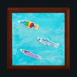 Children's Day Koinobori keepsake box<br><div class="desc">Koinobori swim in a watercolor sky to celebrate Children's Day or Kodomo no Hi,  celebrated in Japan,  Korea,  and Hawaii on May 5th.  The koi windsocks inspire by swimming through air currents the way people navigate life's challenges.</div>