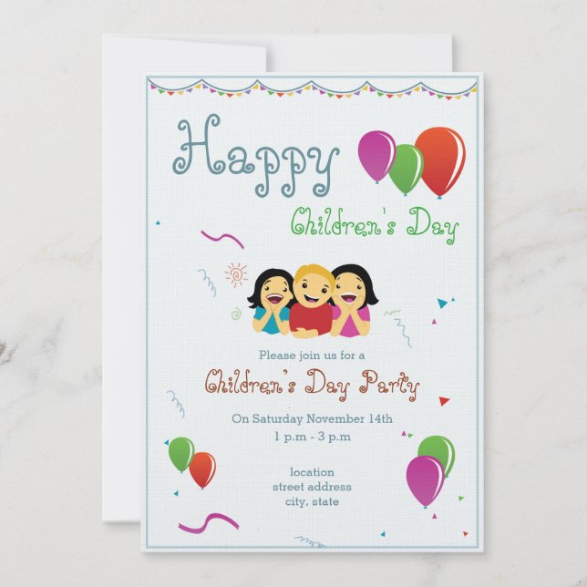 Children's Day Party Invitation card (Front)