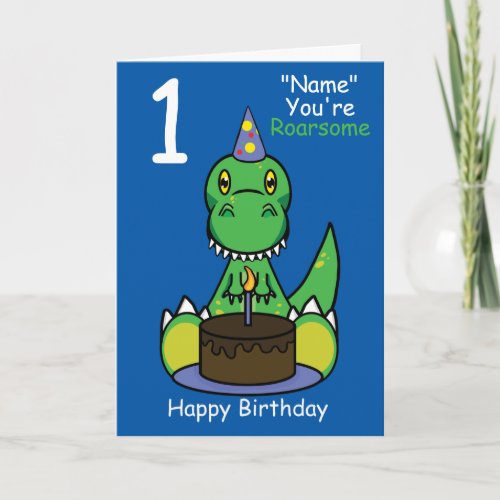 Childrens Dinosaur Birthday Card Any Name Any Age
