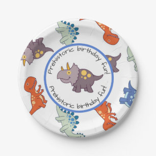 Children's Dinosaur Pattern Birthday Party Paper Plates