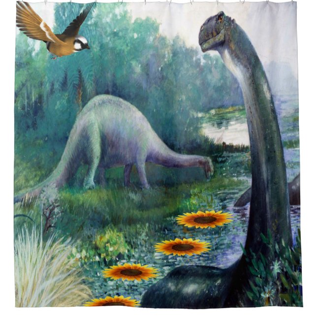 Childrens dinosaur shower curtain (Front)