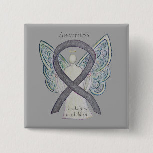 Children's Disabilities Awareness Ribbon Angel Pin