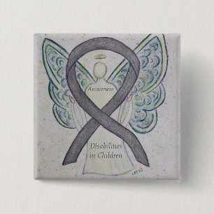 Children's Disabilities Awareness Ribbon Angel Pin