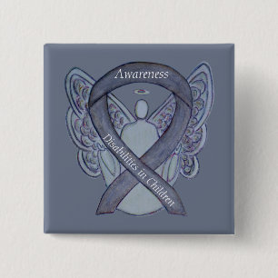 Children's Disabilities Awareness Ribbon Angel Pin