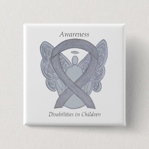Children's Disabilities Awareness Ribbon Angel Pin