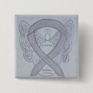 Children's Disabilities Awareness Ribbon Angel Pin