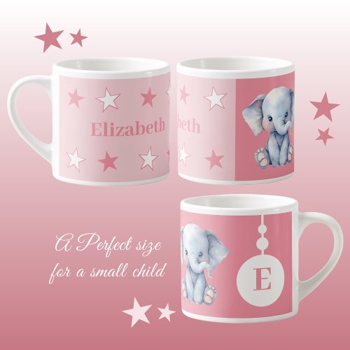 Childrens elephant mug personalized name pink