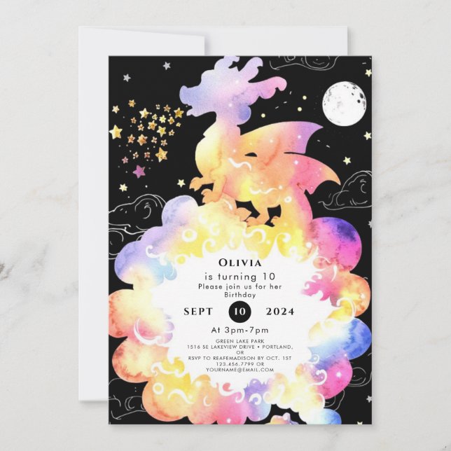 Children's Enchanted Dragon Birthday Invitation (Front)