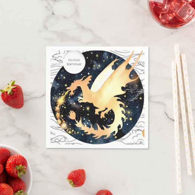 Children's Enchanted Dragon Birthday Napkins (Insitu)